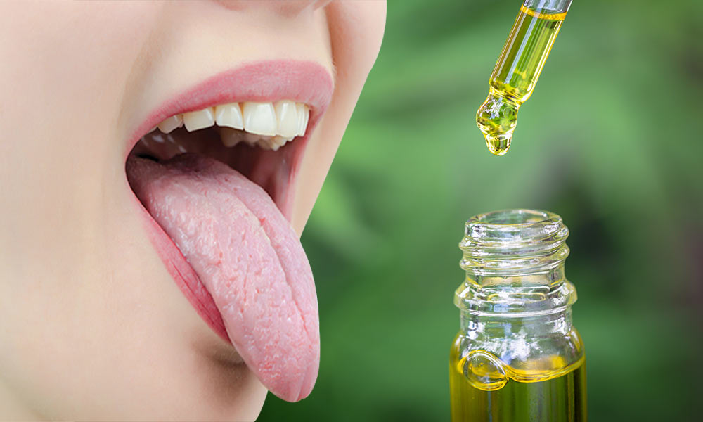 A Women Taking CBD Oil by Tongue