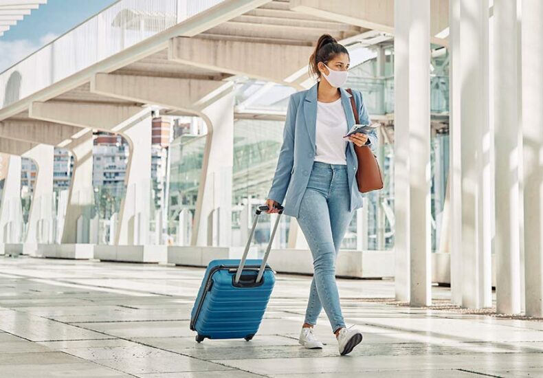 A Girl Walking with a Luggage